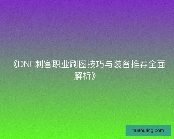 《DNF刺客职业刷图技巧与装备推荐全面解析》